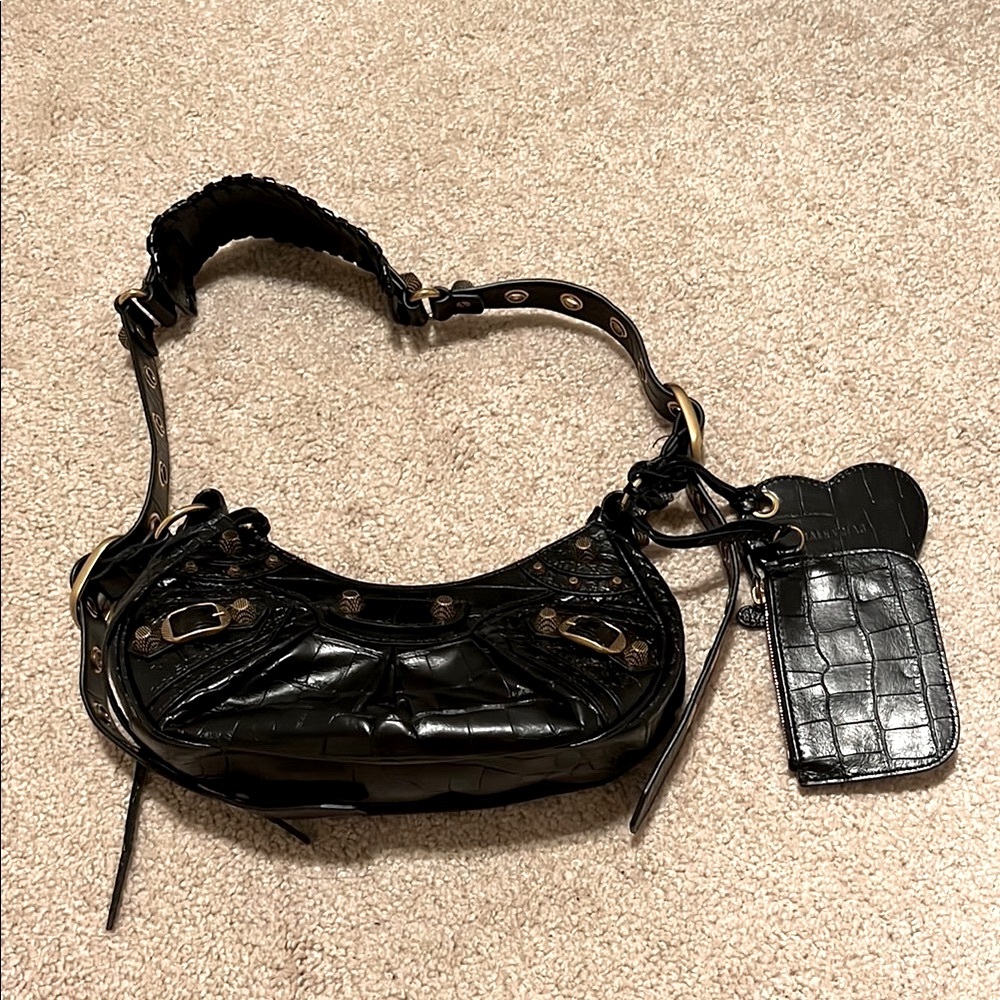 NWOT Balenciaga Croc-Embossed Le Cagole XS Shoulder Bag